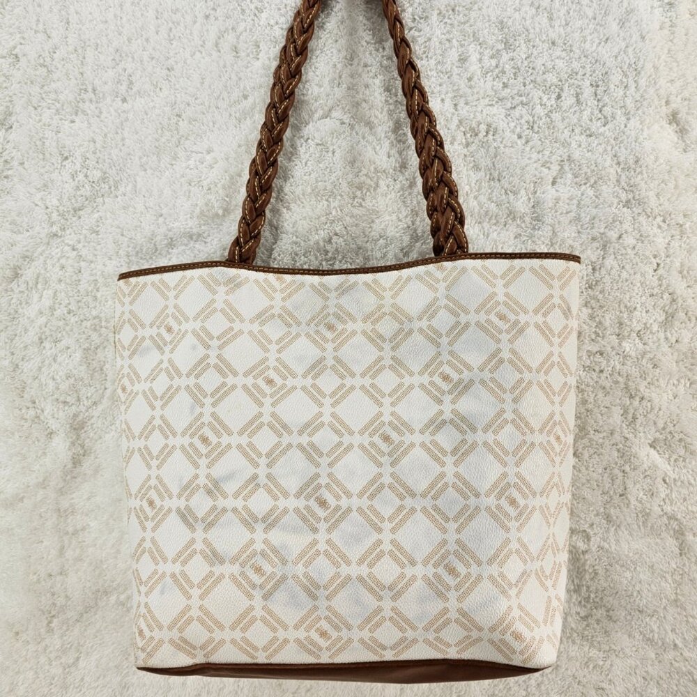 LIZ AND CO Signature Logo Faux Leather Top Snap Tote Shoulder Shopper Bag - Picture 5 of 13